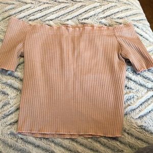 Pink ribbed off the shoulder top.